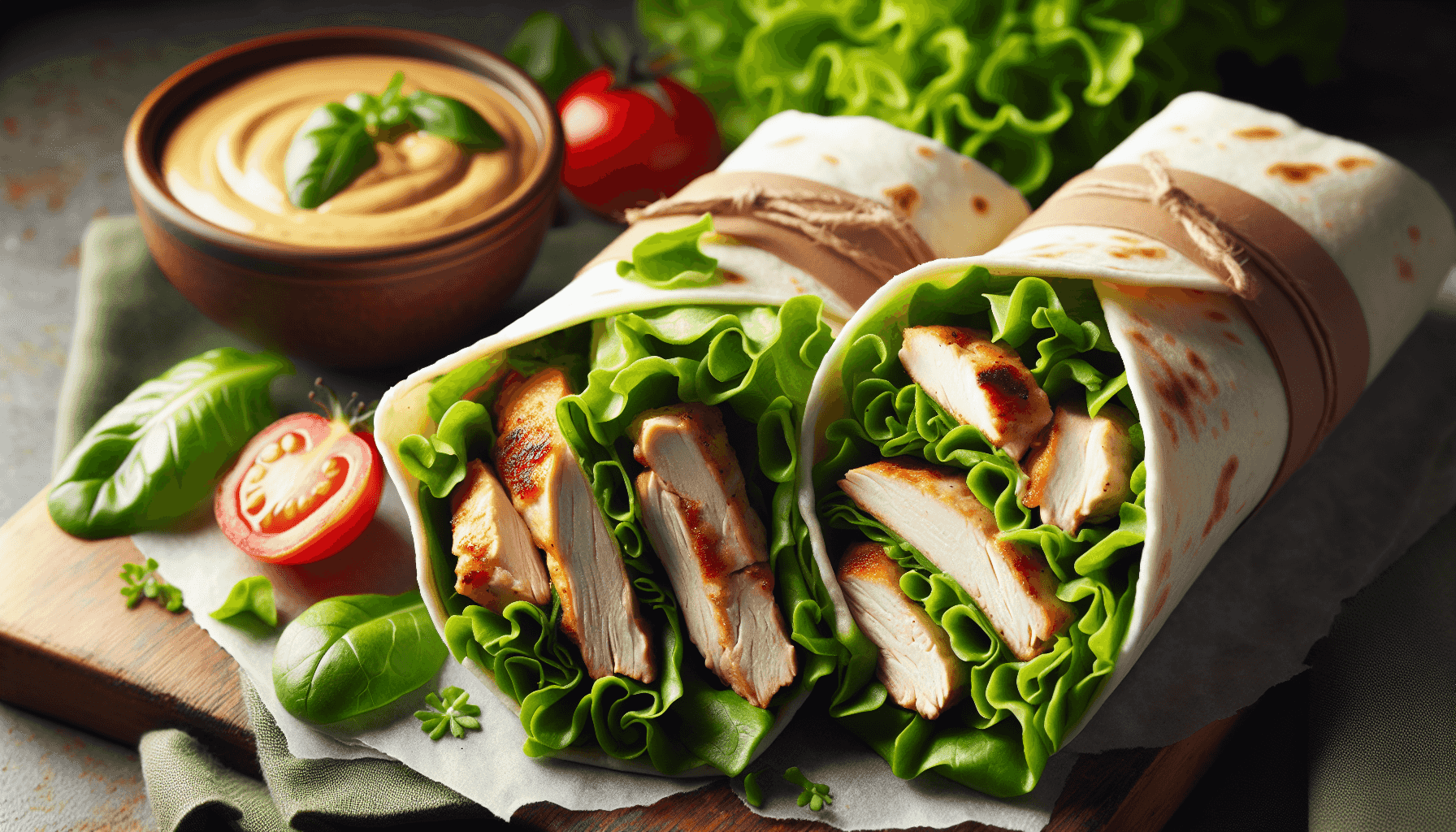 Wrap de poulet avec légumes frais